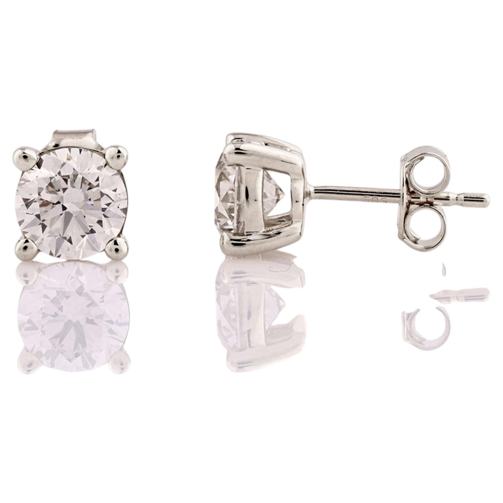 14KT White Gold Diamond Stud Earrings – 2.05 Carat Total Weight