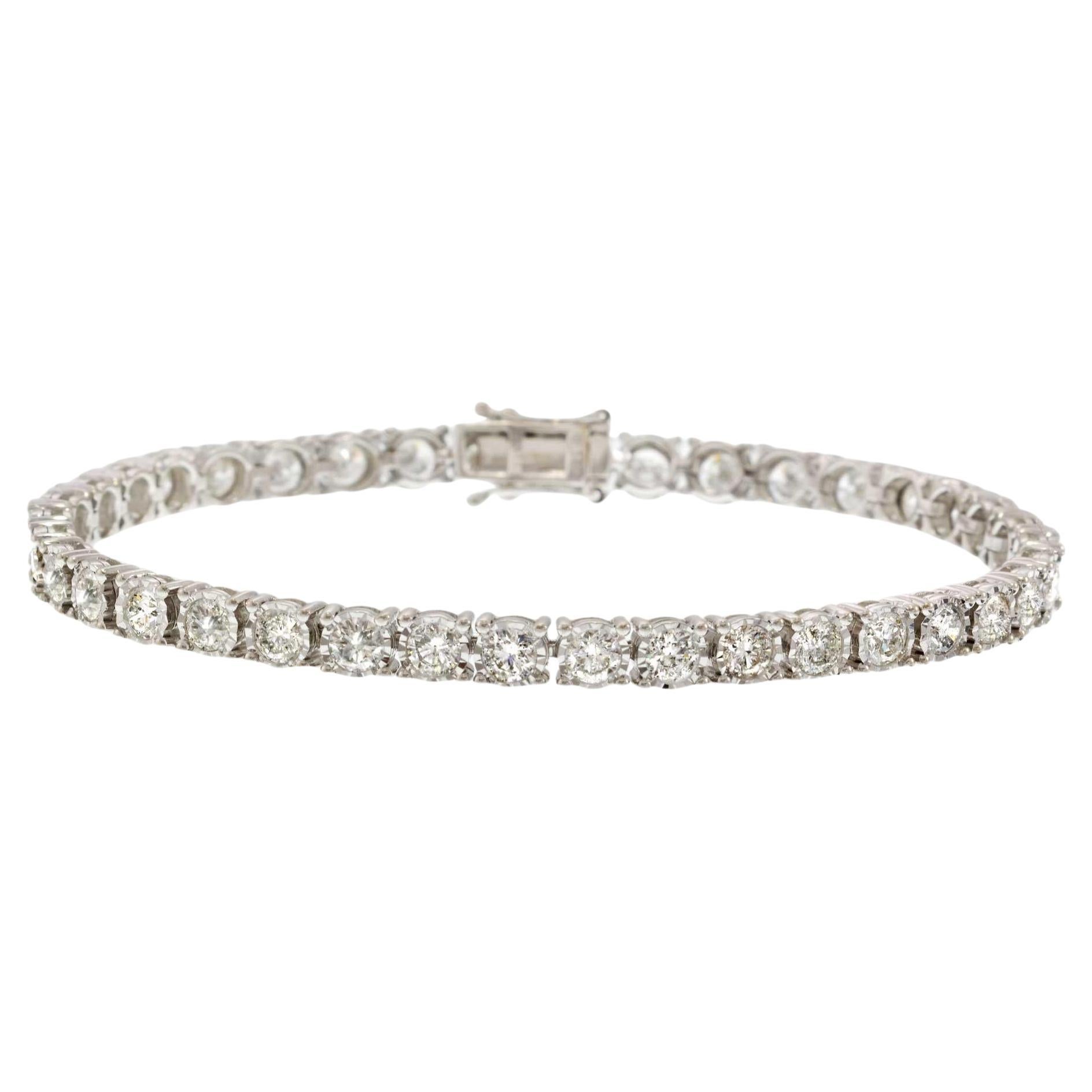 Bracelet de tennis en or blanc 14KT avec diamants - 5.00CT-TW en vente
