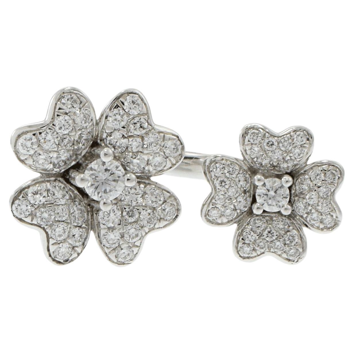 14KT White Gold Double Flower Diamond Ring