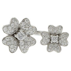 14KT Weißgold Doppelblumen-Diamantring