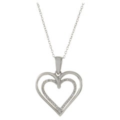 14KT White Gold Double Heart Diamond Pendant Necklace 14KT White Gold Double Heart Diamond Pendant Necklace