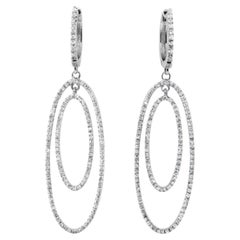 14kt Weißgold Double Oval Diamant-Ohrhänger