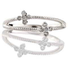 14KT White Gold Dual-Flora Twisted Open Twisted Band