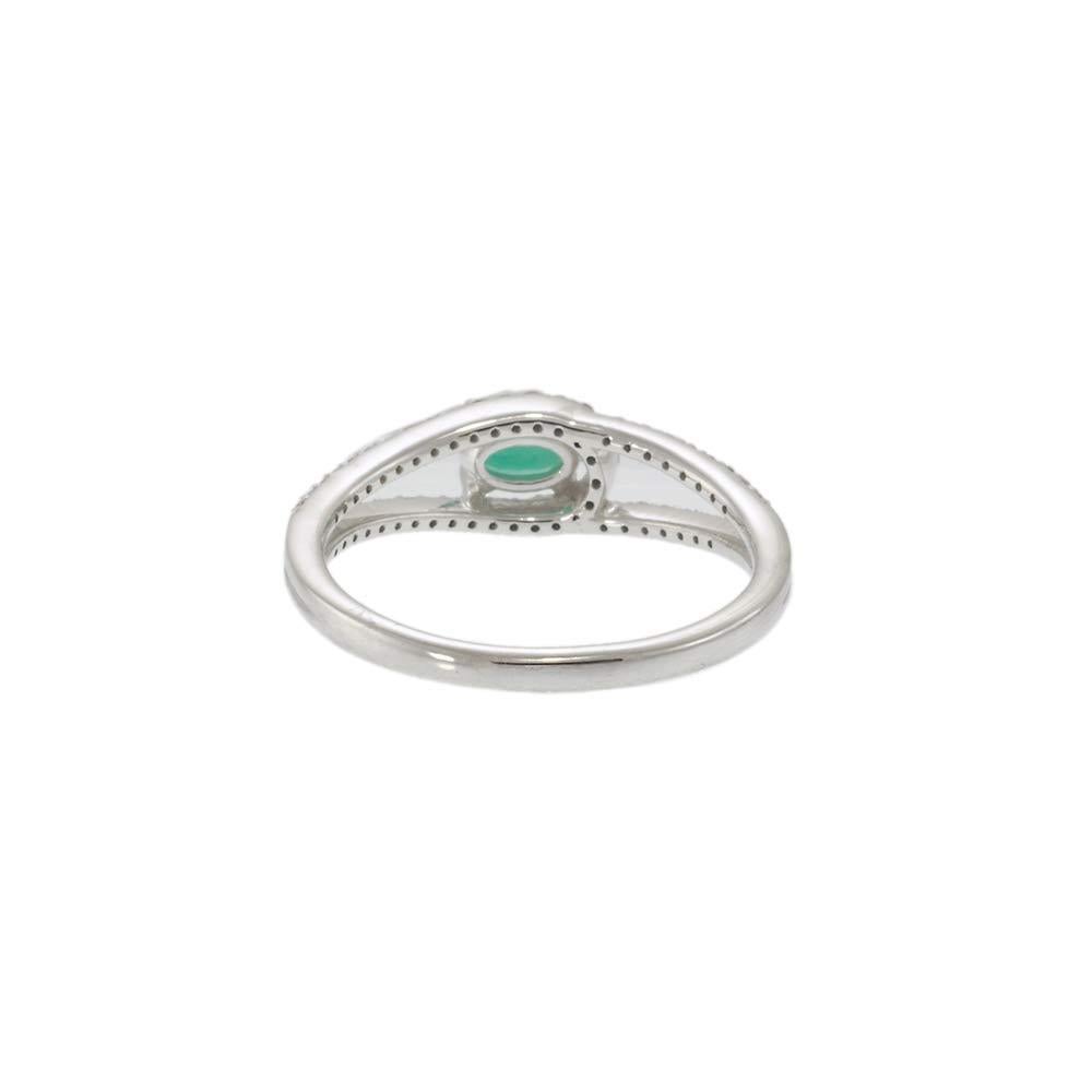 14KT White Gold Emerald and Diamond Split-Shank Ring For Sale 1