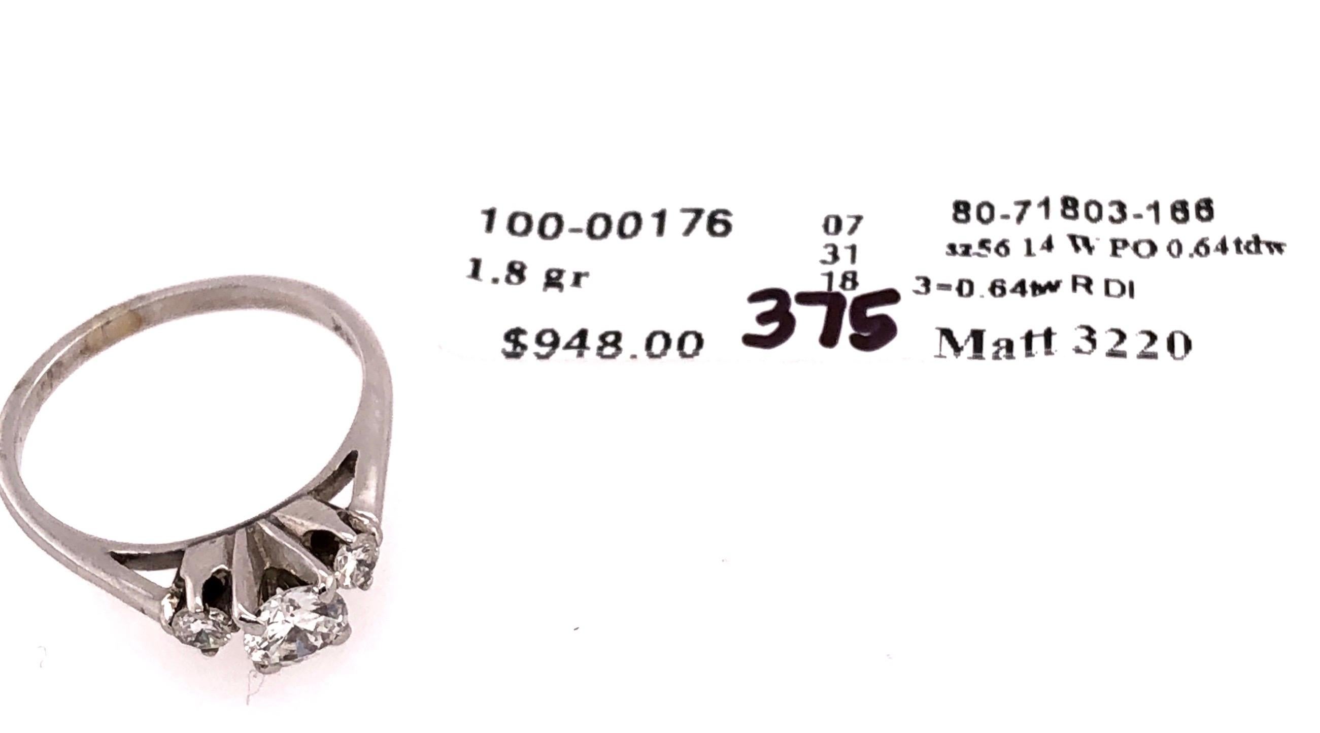 14 Karat Weißgold Verlobungsring 0,64 Gesamtgewicht Diamanten im Angebot 2