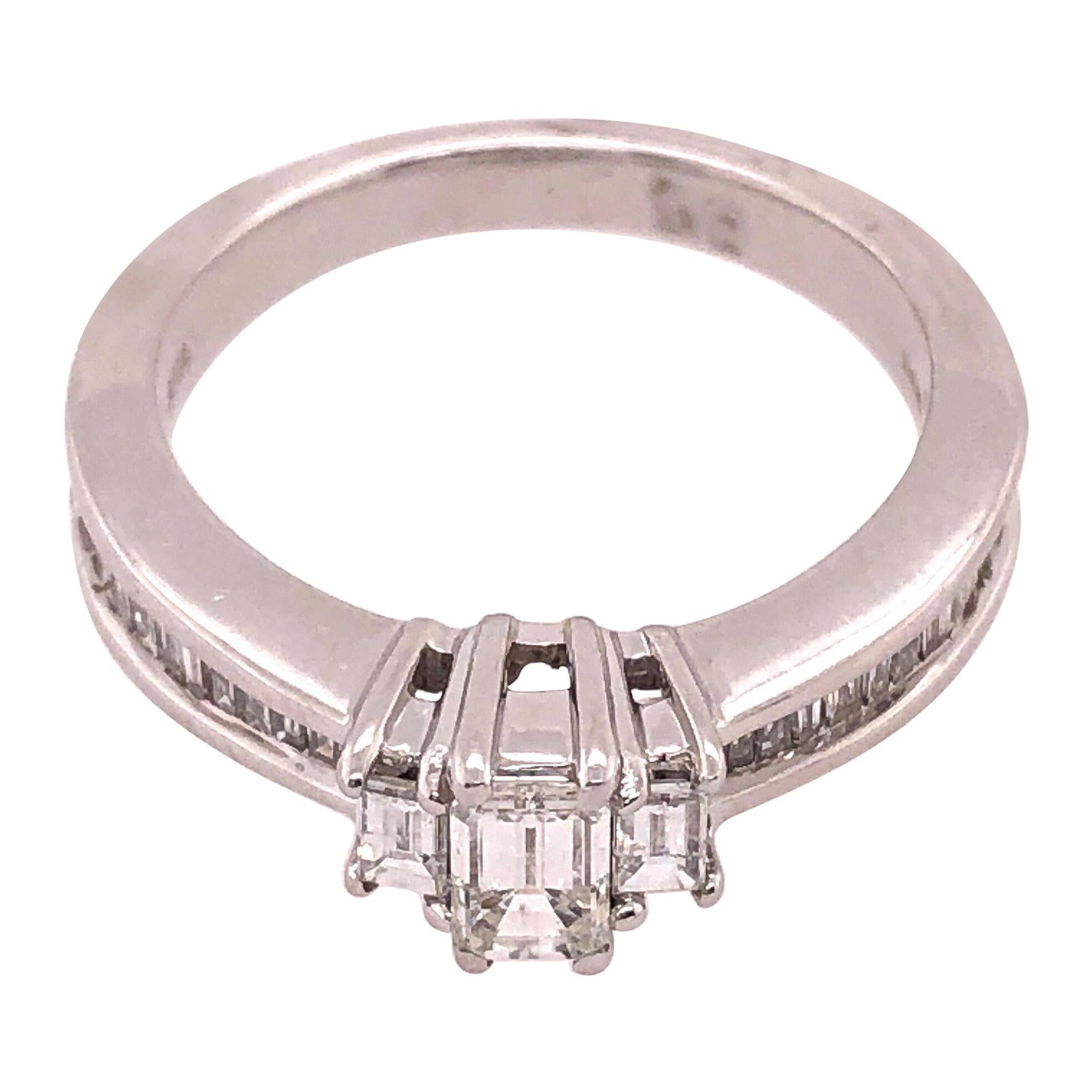 14 Karat White Gold Engagement Ring 0.75 Total Diamond Weight For Sale