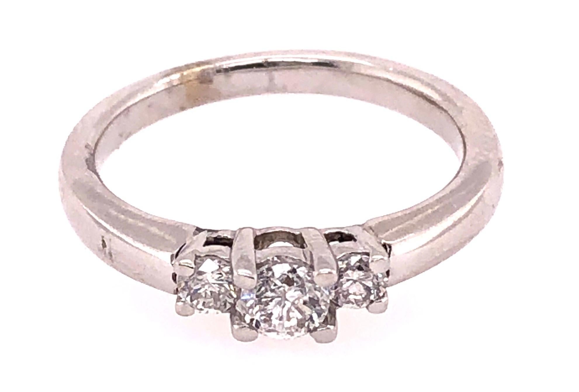 Women's or Men's 14 Karat White Gold Engagement Ring / Band 0.50 Total Diamond Weight For Sale