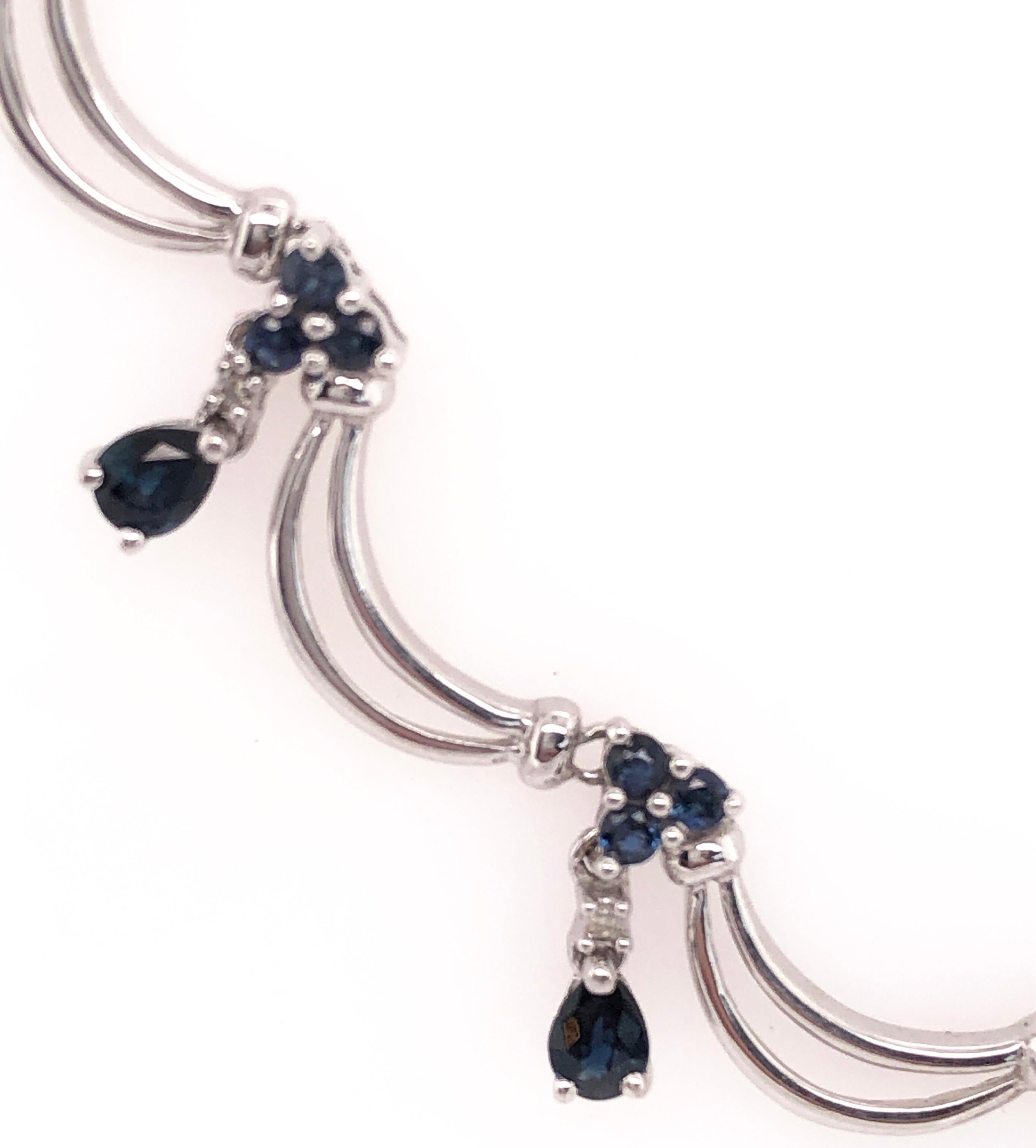 14 Karat Gold Fancy Link Tropfen-Halskette mit Diamanten und Saphiren 0,08 TDW für Damen oder Herren im Angebot