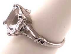 14 Karat White Gold Fashion Ring, Zircon Center Stone