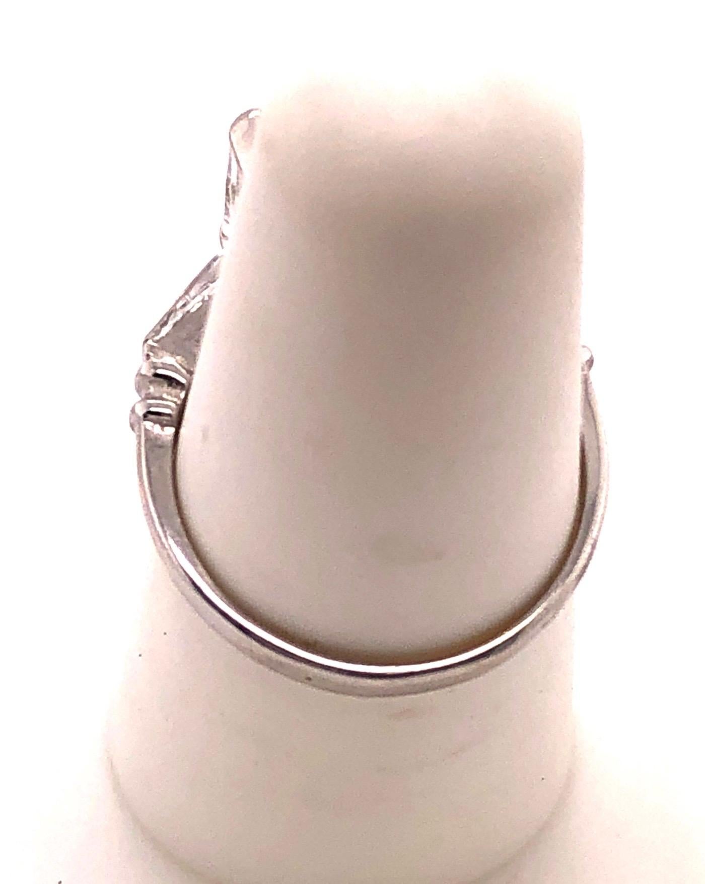 Women's or Men's 14 Karat White Gold Fashion Ring, Zircon Center Stone For Sale