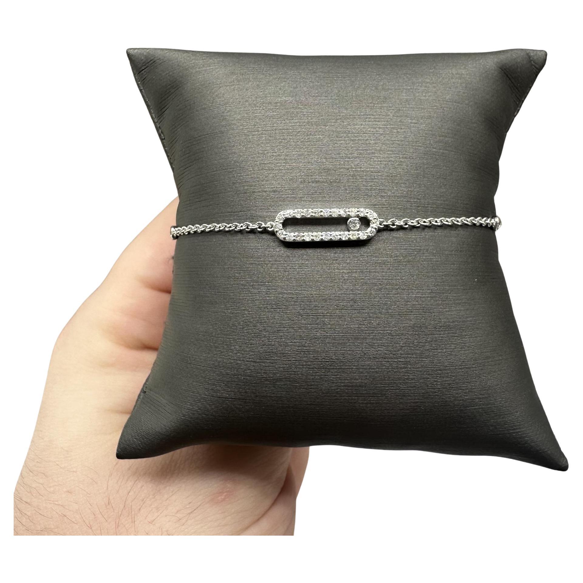 14kt White Gold Floating Style Diamond Bracelet - 0.30ctw HI I1, 7", New For Sale