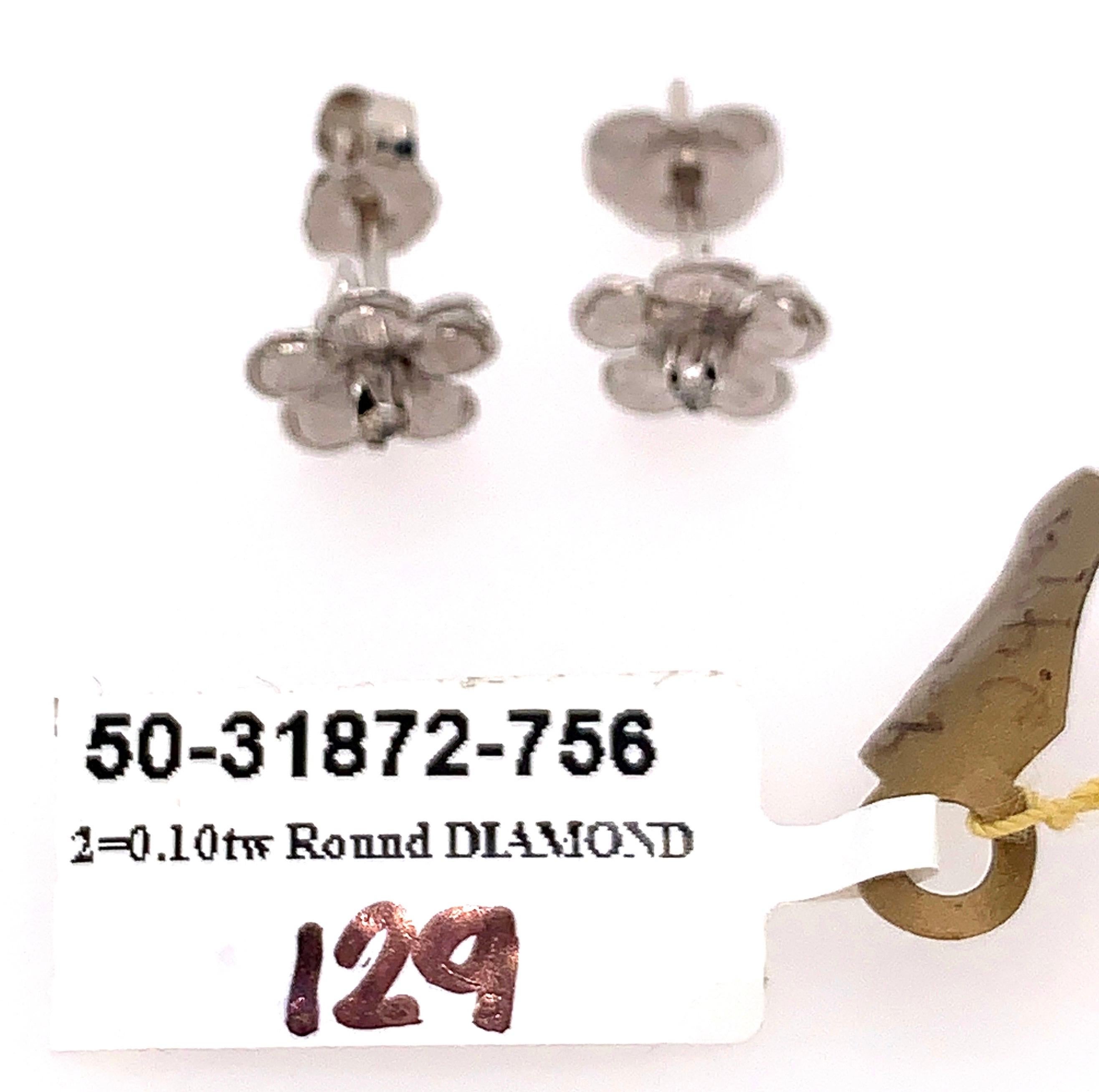 14 Karat Weißgold Blume-Ohrstecker mit rundem Diamant im Angebot 4