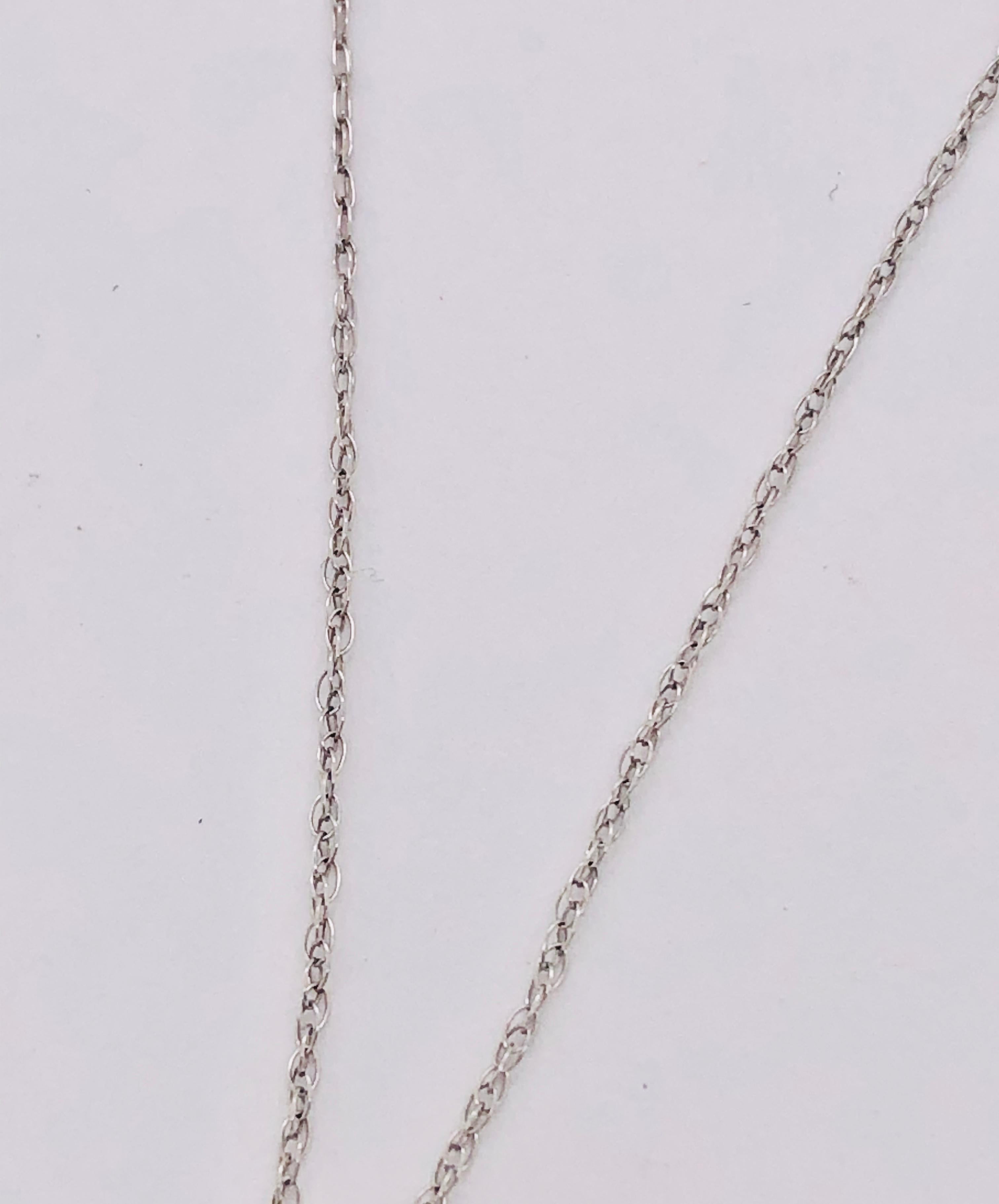 14 Karat White Gold Freeform Necklace with Pendant .75 Carat For Sale 2