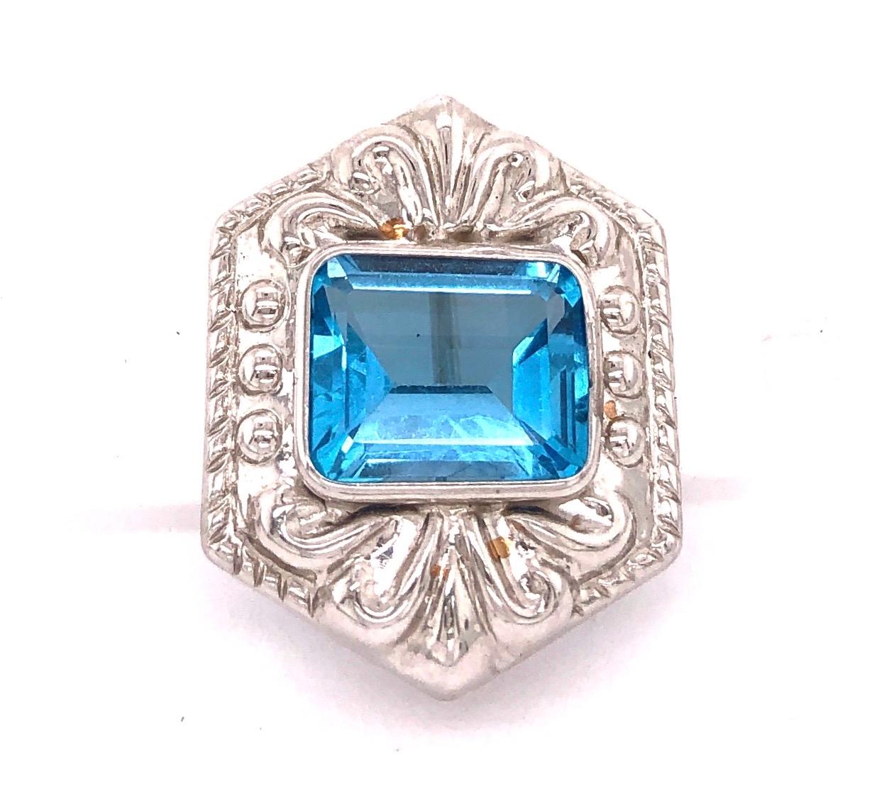 Pendientes Abrazador con Reverso Francés de Oro Blanco de 14 Kilates y Topacio Azul en venta 5