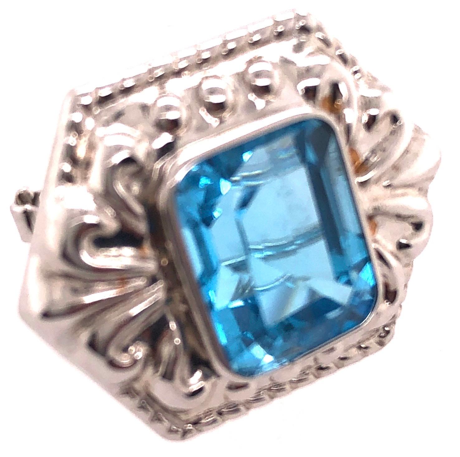 Pendientes Abrazador con Reverso Francés de Oro Blanco de 14 Kilates y Topacio Azul en venta 7