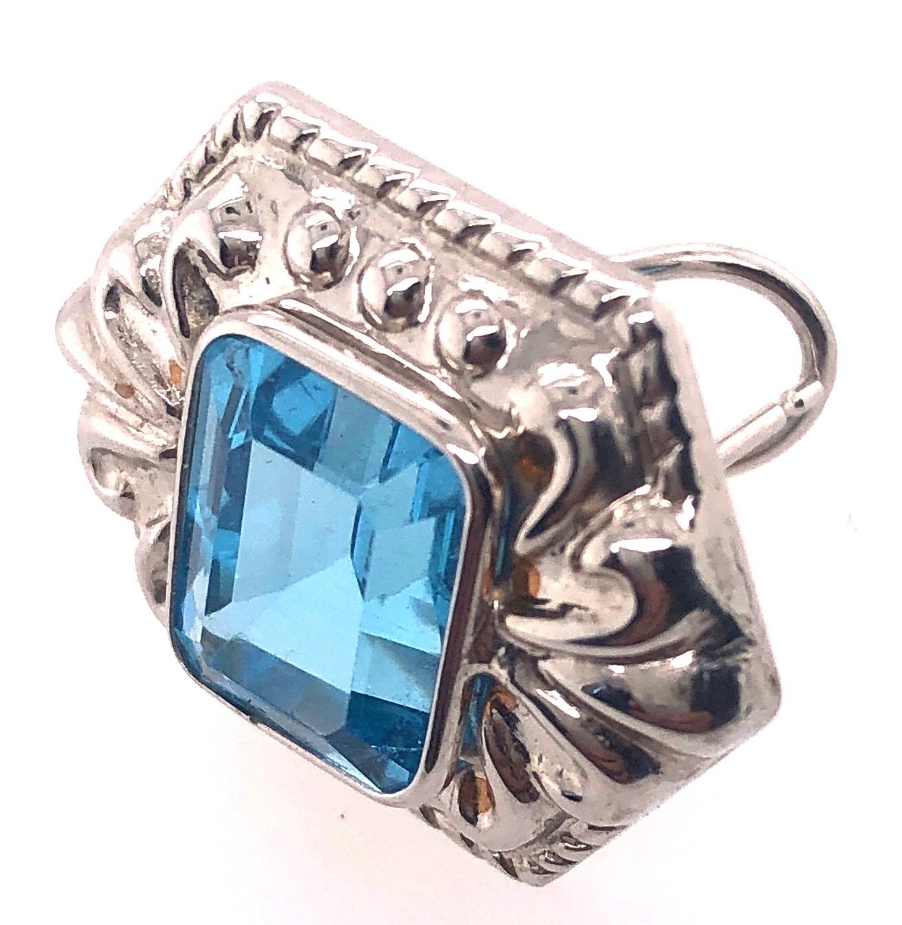 14 Karat White Gold French Back Huggie Earrings with Blue Topaz For Sale 10