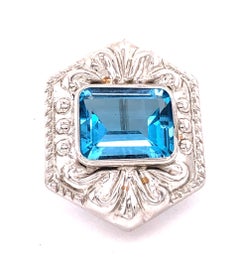 14 Karat White Gold French Back Huggie Earrings with Blue Topaz