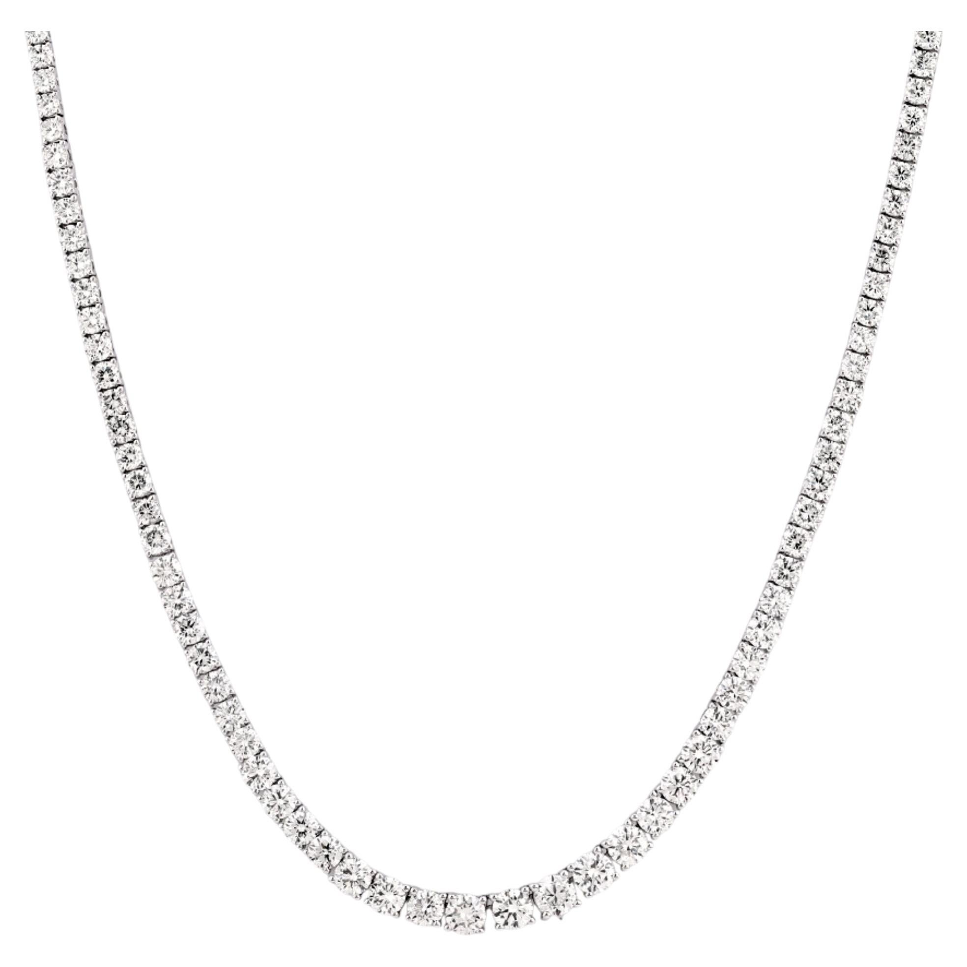 14KT White Gold Graduated Diamond 12.53Cts Tennis Riviera Necklace For Sale
