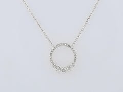 14KT White Gold Graduated Diamond Circle of Life Pendant Necklace