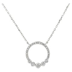 14KT White Gold Graduated Diamond Circle of Life Pendant Necklace