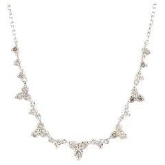 Collana a barre curve con diamanti graduati in oro bianco 14KT