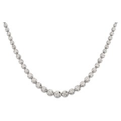 Collana Riviera "Tennis" in oro bianco 14KT con diamanti incastonati a gradini con montatura "Miracle-Set" per un totale di 3,01 carati