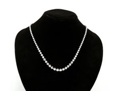 14KT White Gold Graduated Miracle-Set Diamond 7.52 Cts Tennis Riviera Necklace