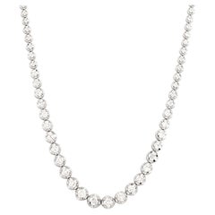 14KT White Gold Graduated Miracle-Set Diamond 7.52 Cts Tennis Riviera Necklace