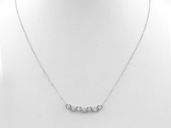 14KT White Gold Graduated Round Diamond Heart Design Necklace