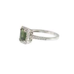 14KT White Gold Green Tourmaline & Diamond Ring