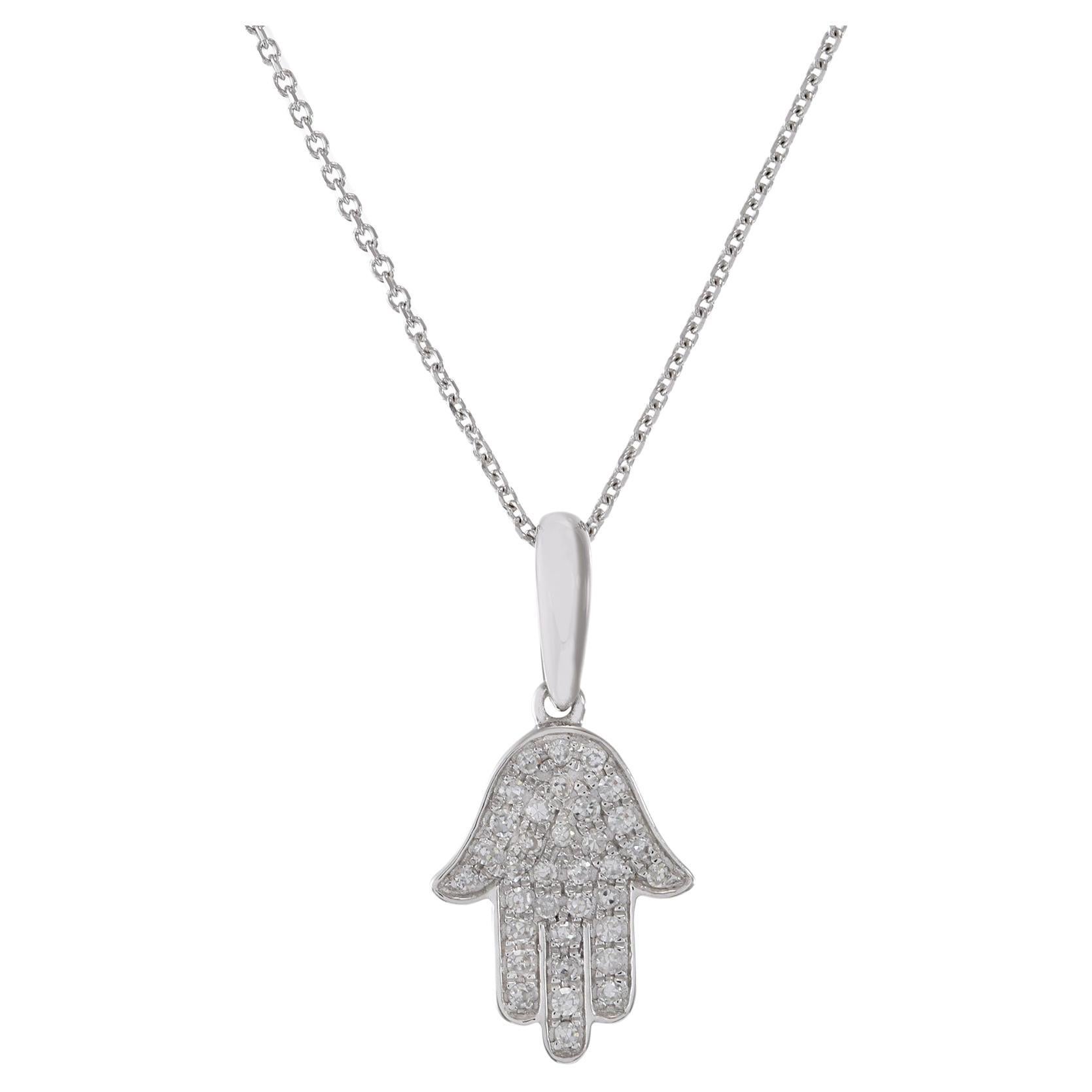 Colgante Hamsa Diamante Oro Blanco 14KT