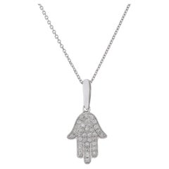 Colgante Hamsa Diamante Oro Blanco 14KT
