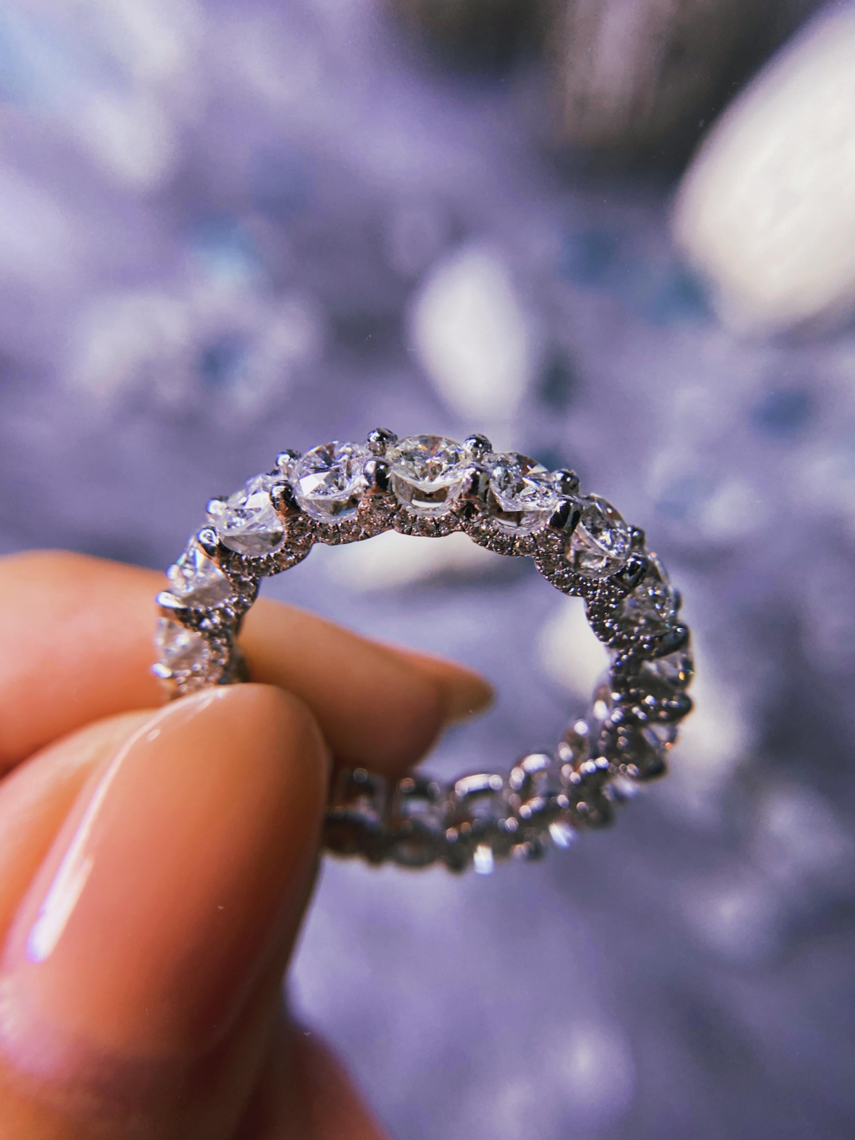 For Sale:  14kt White Gold Hand Made Eternity Band with Natural 4.50ct Diamonds 2