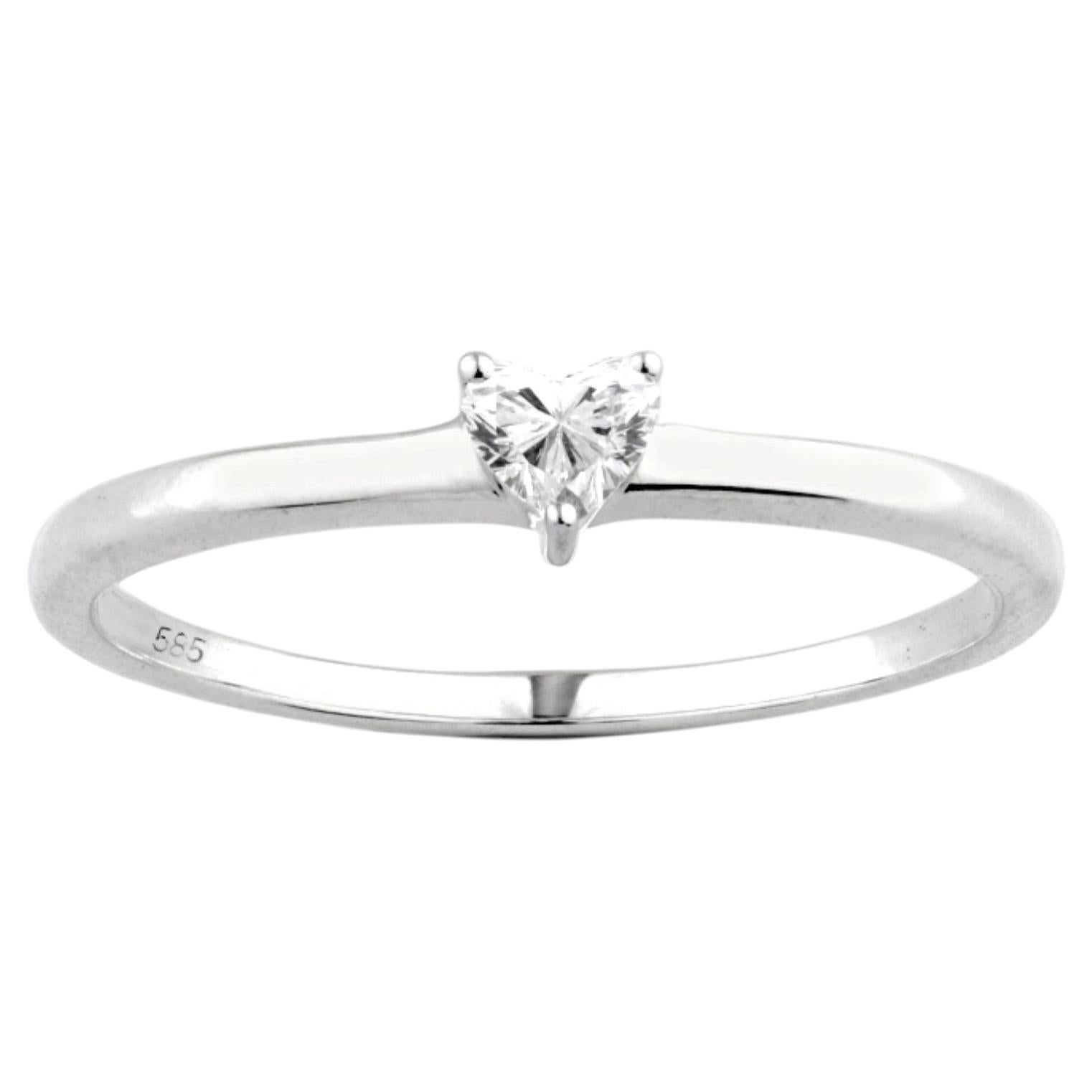 14KT White Gold Heart-Cut Diamond Solitaire Engagement Ring