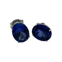 14kt  White Gold Kyanite Stud Earrings 6.00 carats total weight. VS2 Deep-Blue