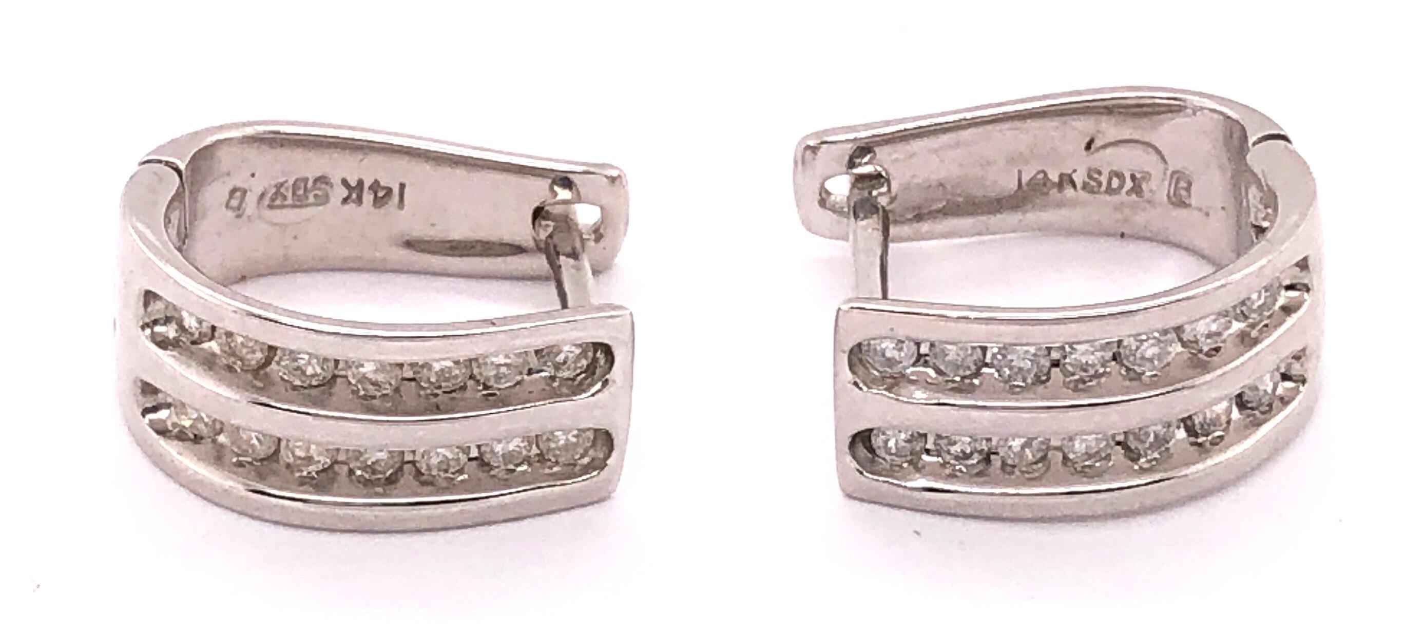 Women's or Men's 14 Karat White Gold Latch Back Earrings with 1.50 Total Diamond Weight For Sale