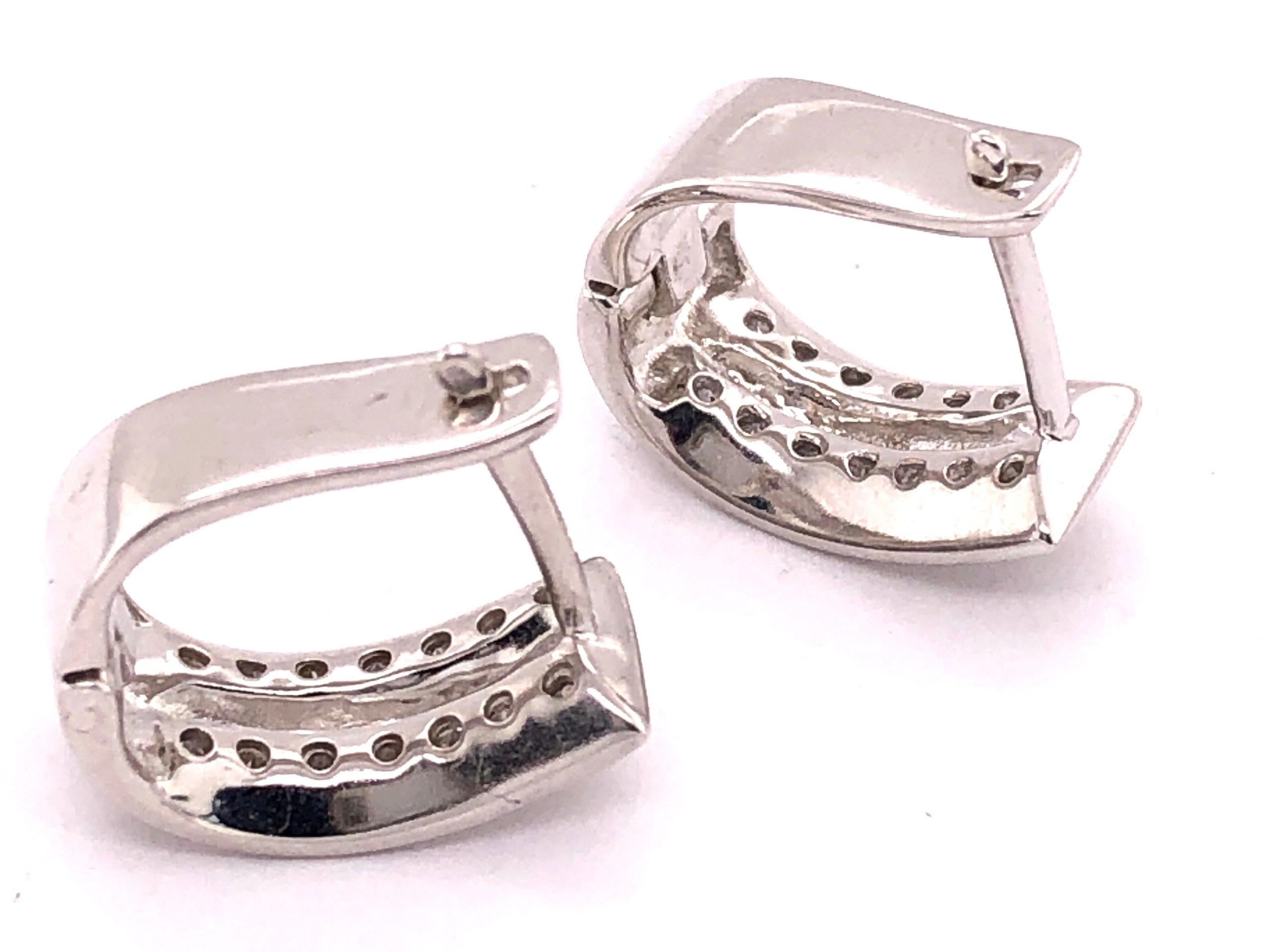 14 Karat White Gold Latch Back Earrings with 1.50 Total Diamond Weight For Sale 1