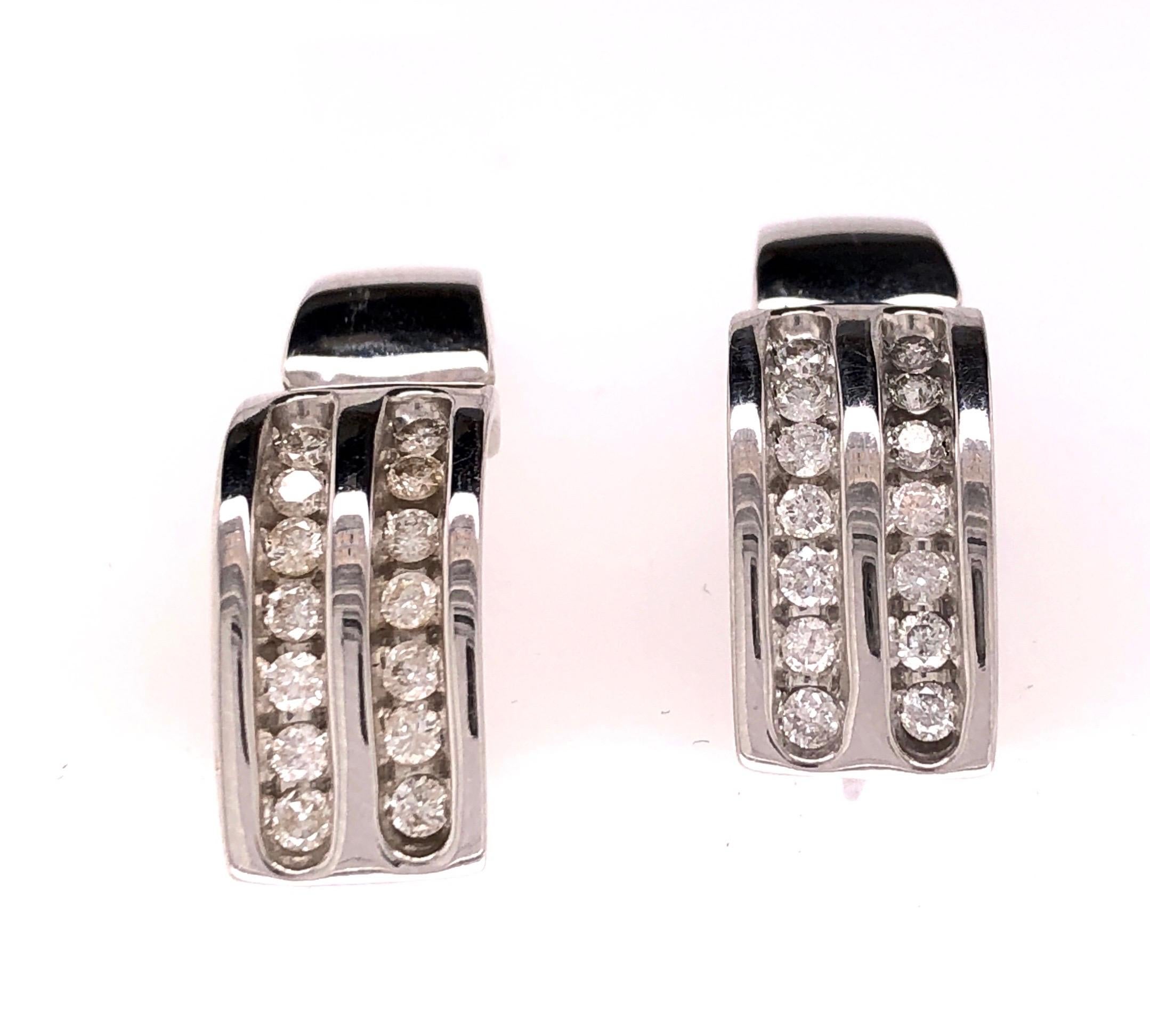 14 Karat White Gold Latch Back Earrings with 1.50 Total Diamond Weight For Sale 3