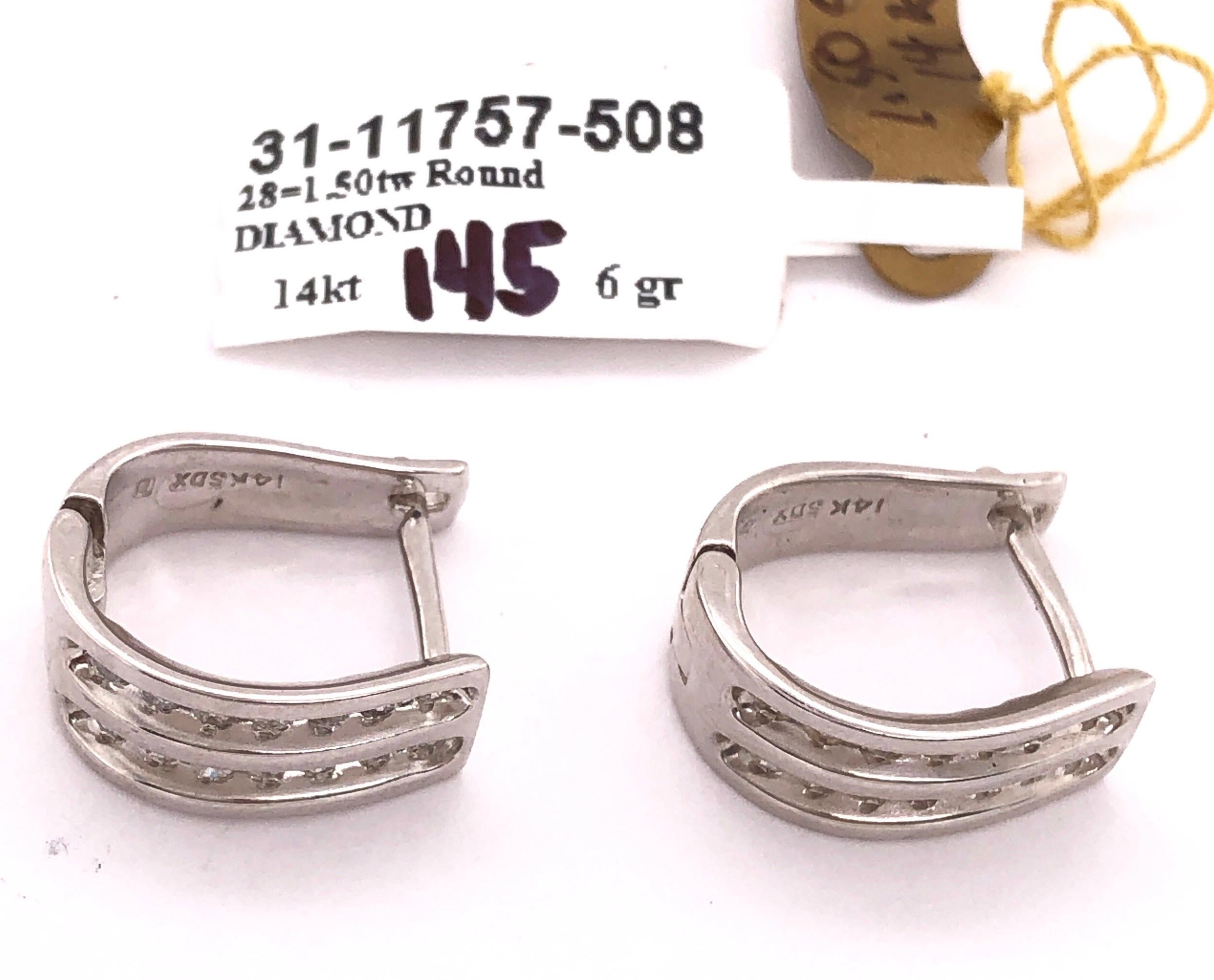 14 Karat Weißgold Ohrringe mit Gitterrücken und einem Gesamtgewicht von 1,50 Diamanten im Angebot 4