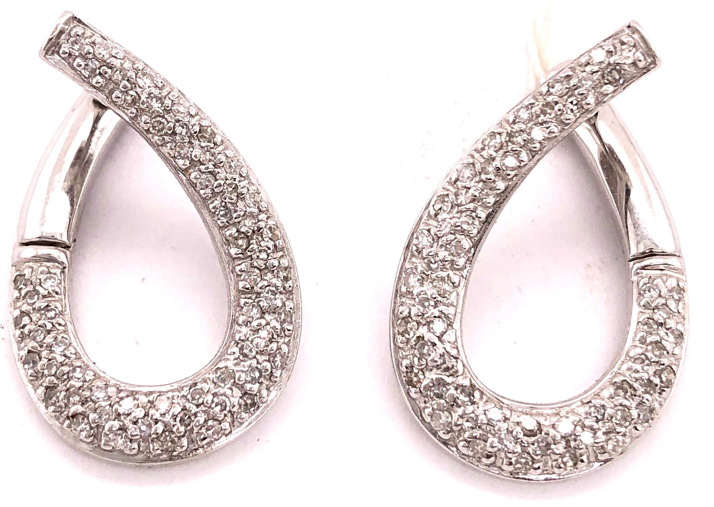 14 Karat White Gold Latch Back Earrings with .50 Total Diamond Weight For Sale 4