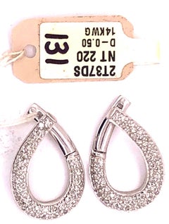 14 Karat White Gold Latch Back Earrings with .50 Total Diamond Weight