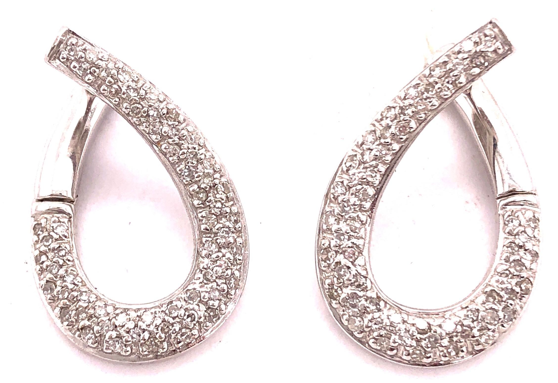 14 Karat White Gold Latch Back Earrings with .50 Total Diamond Weight For Sale 1