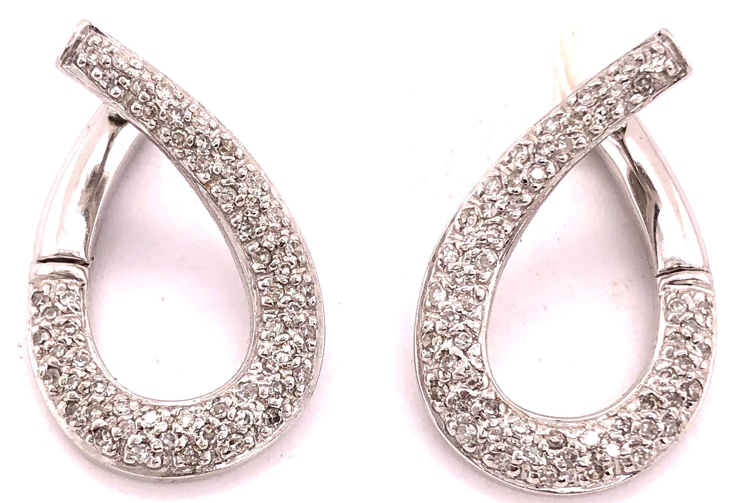 14 Karat White Gold Latch Back Earrings with .50 Total Diamond Weight For Sale 3