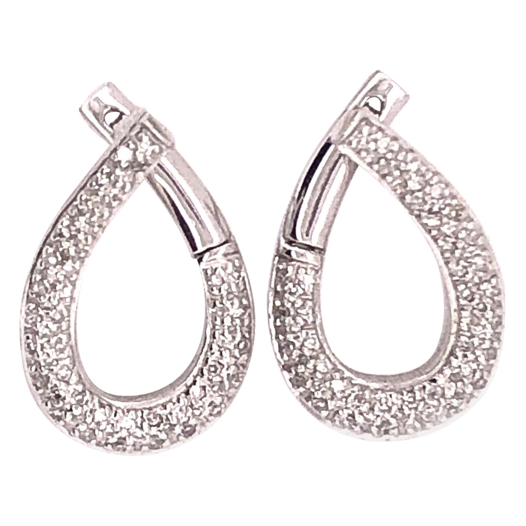 14 Karat White Gold Latch Back Earrings with .50 Total Diamond Weight For Sale