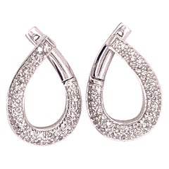 14 Karat White Gold Latch Back Earrings with .50 Total Diamond Weight