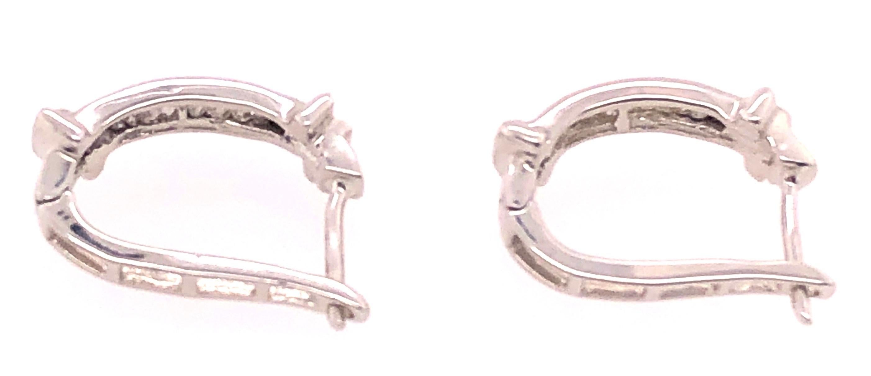 14 Karat White Gold Latch Back Earrings with Baguette Cut Diamond For Sale 5