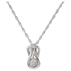 14KT White Gold Love Knot Diamond Pendant