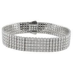14KT White Gold Luxurious 5-Row Diamond 10.03 Cts Tennis Bracelet