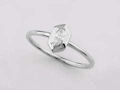 14KT White Gold Marquise Diamond Hexagonal Bezel Solitaire Ring