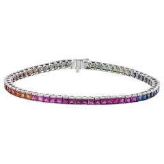 14KT White Gold Multi Color Sapphire Bracelet